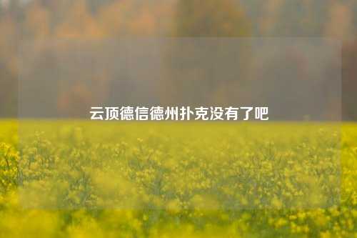 云顶德信德州扑克没有了吧