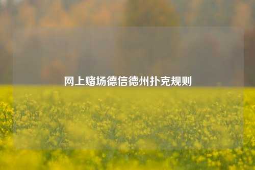 网上赌场德信德州扑克规则